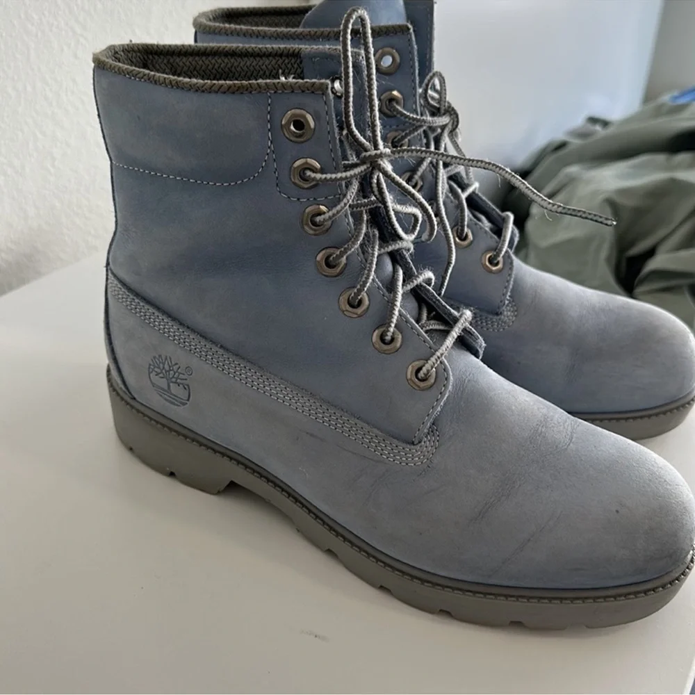 Timberland Women's Light Blue Combat Boots Waterproof 7.5 - Picture 1 of 8